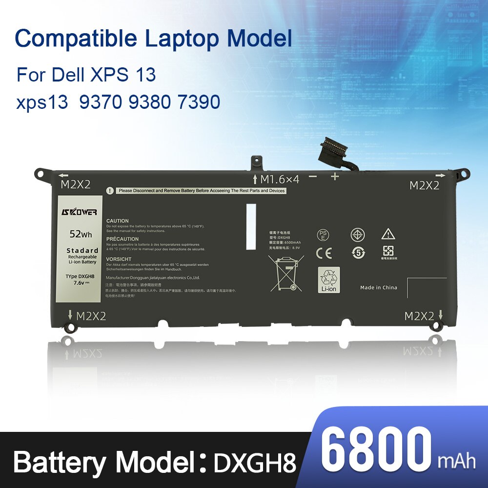 SKOWER DELL Notebook Battery For XPS 13 9333 9343 9350 9360 9370 9380 L321X L322X L221X Batteries 90V7W PW23Y C4K9V DXGH8 P54G: XPS 13 9370 9380