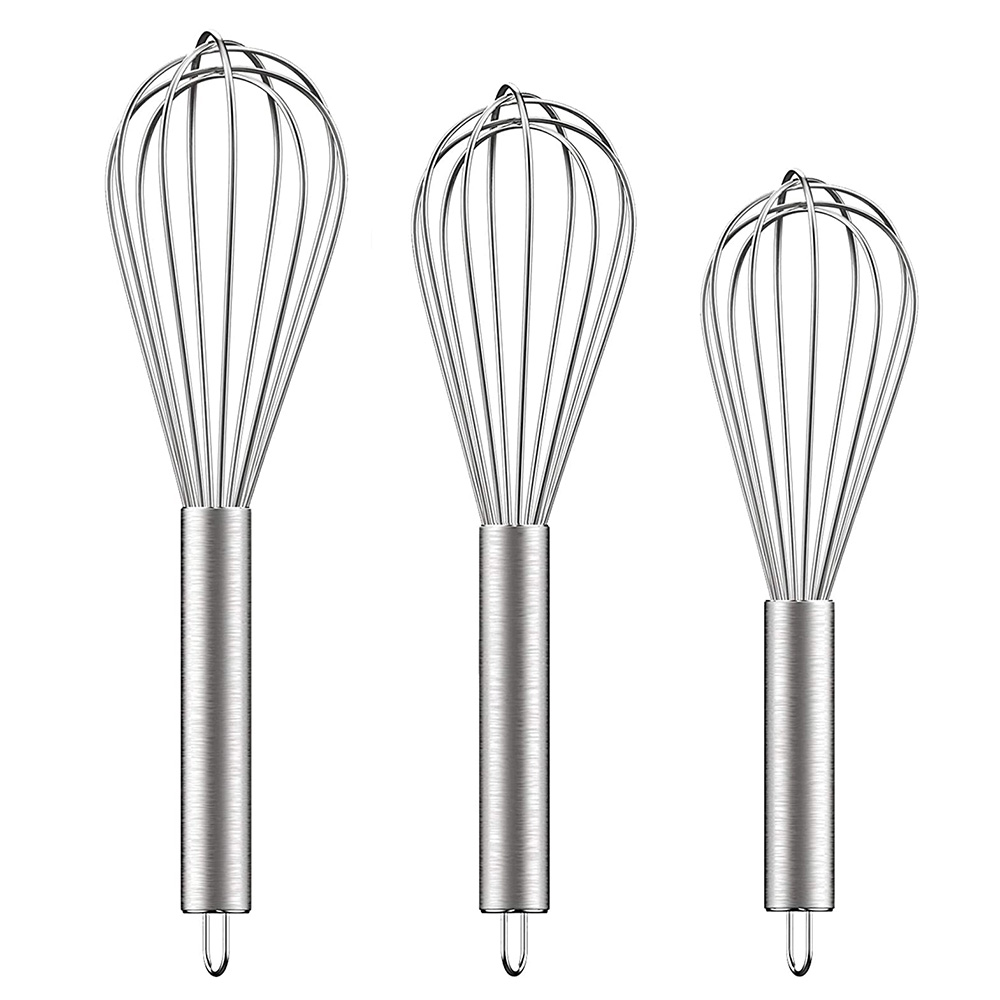 3 Stuks Roestvrijstalen Garde Set 6 Draad Whisks 8/10/12 Inch Keuken Ballon Whisks Met Roestvrij Grip Handmatige Eierklopper Blender: Default Title
