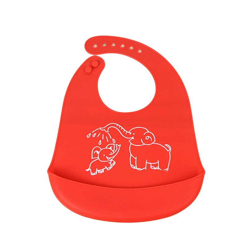 Été réglable imperméable bavoir dessin animé imprime enfants silicone bavoir bébé bavoir enfants bébé outils d'alimentation garçon fille bavoirs tablier: red