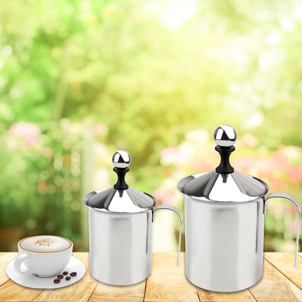 Hoomin 400/800 Ml Handmatige Melkopschuimer Double Mesh Melk Creamer Schuim Mesh Koffie Foamer Rvs Koffie mixer