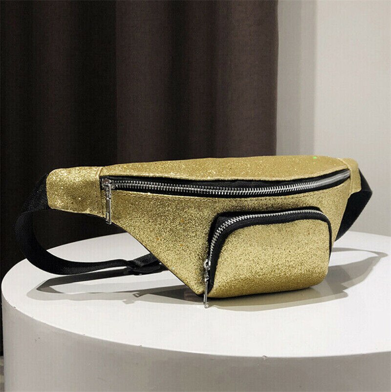 Women's Waist Fanny Pack - Sequin Travel Hip Bum Bag - Small Purse Chest Pouch - Crossbody Shoulder Bag