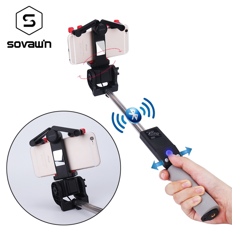 Sovawin Smart Wireless Bluetooth Selfie Stok Elektrische 360 Graden Rotatie Uitschuifbare Monopod Universal voor Smartphone