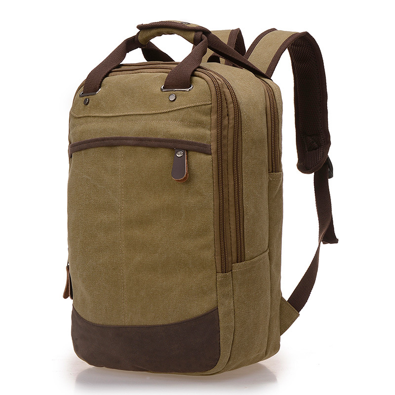 Sac à dos pour hommes, sac à dos d'ordinateur décontracté sac à dos pour ordinateur portable en toile pour étudiants, sacs d'école à bandoulière de loisirs: khaki