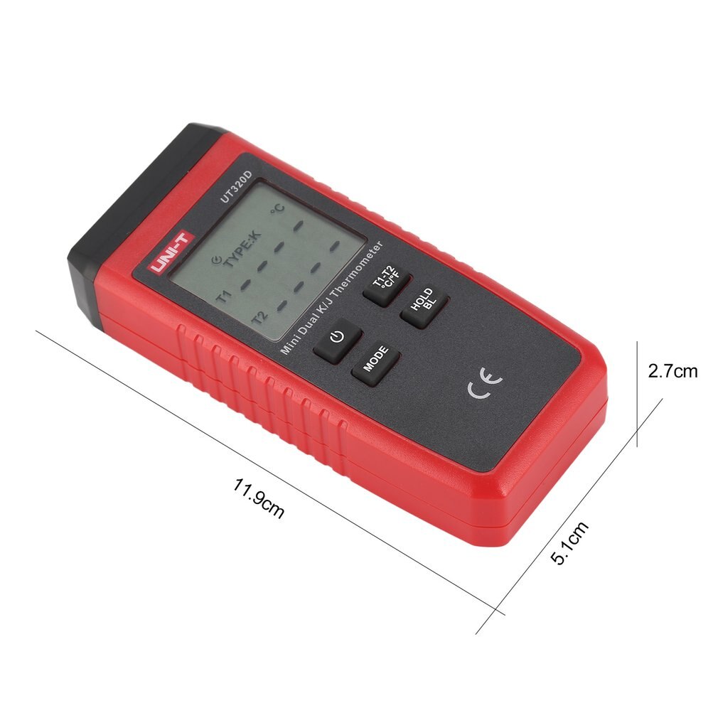 Termômetro portátil UNI-T ut320a, termômetro digital de k/j duplo ch com sonda sensor ut320d