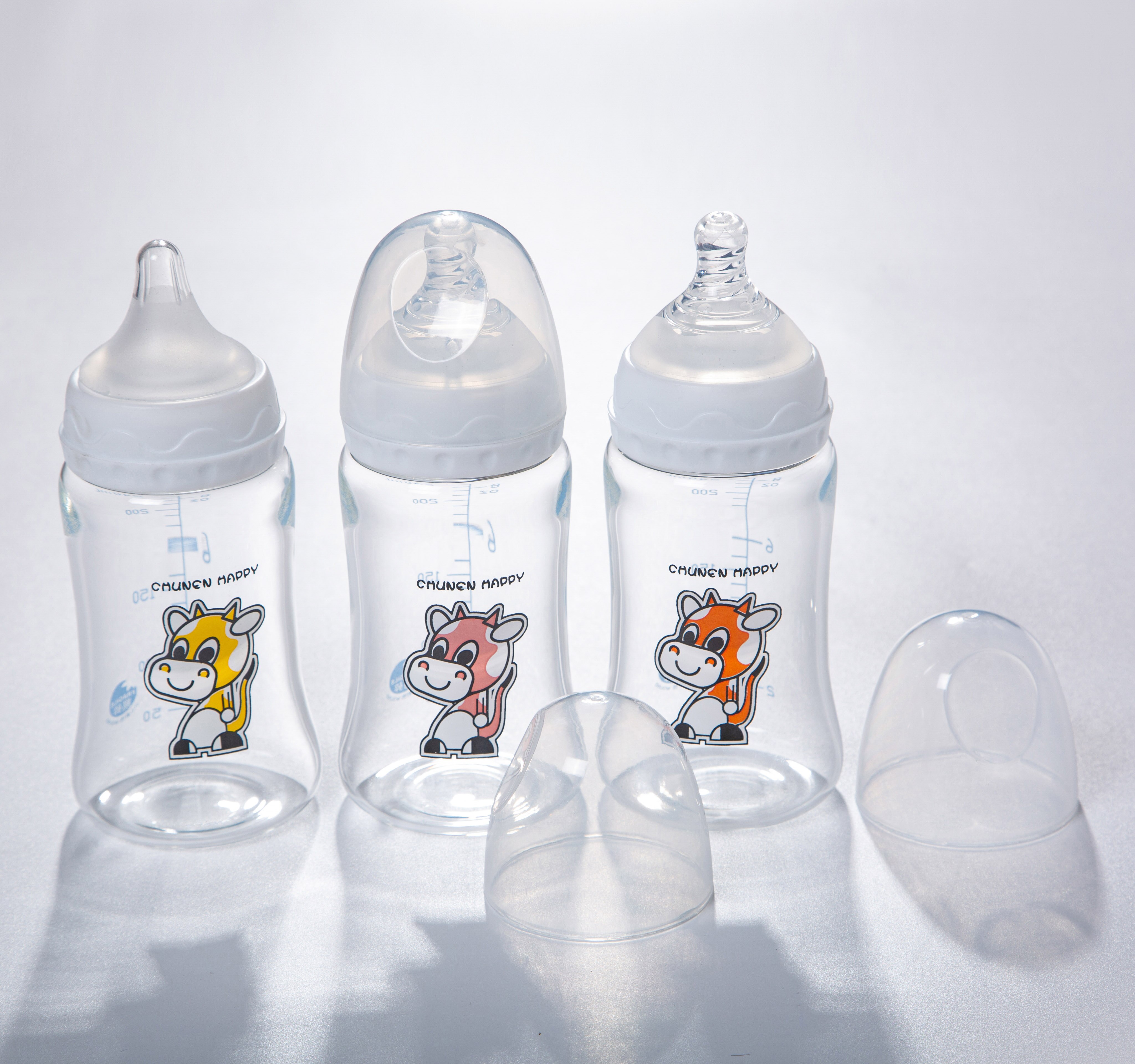 ChunEn-botella de leche de vidrio de borosilicato, sin BPA, boca ancha, 240ml