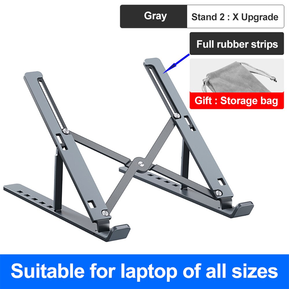 Laptop Holder for MacBook Air Pro 13 Retina Notebook Laptop Stand Bracket Foldable Aluminium Alloy Laptop Holder for PC Notebook: Gray 2
