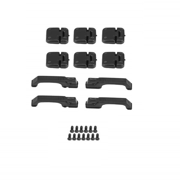 1 conjunto de plástico preto escalada dobradiças da porta do carro & porta alças para 1:10 rc rastreador traxxas trx4: Default Title