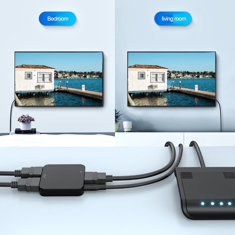 4K 1x2 HDMI-Compatible Switcher Mini 1IN2 OUT Audio Extractor Converter For PS4 Home Theater Application Switch Adapter Spliter
