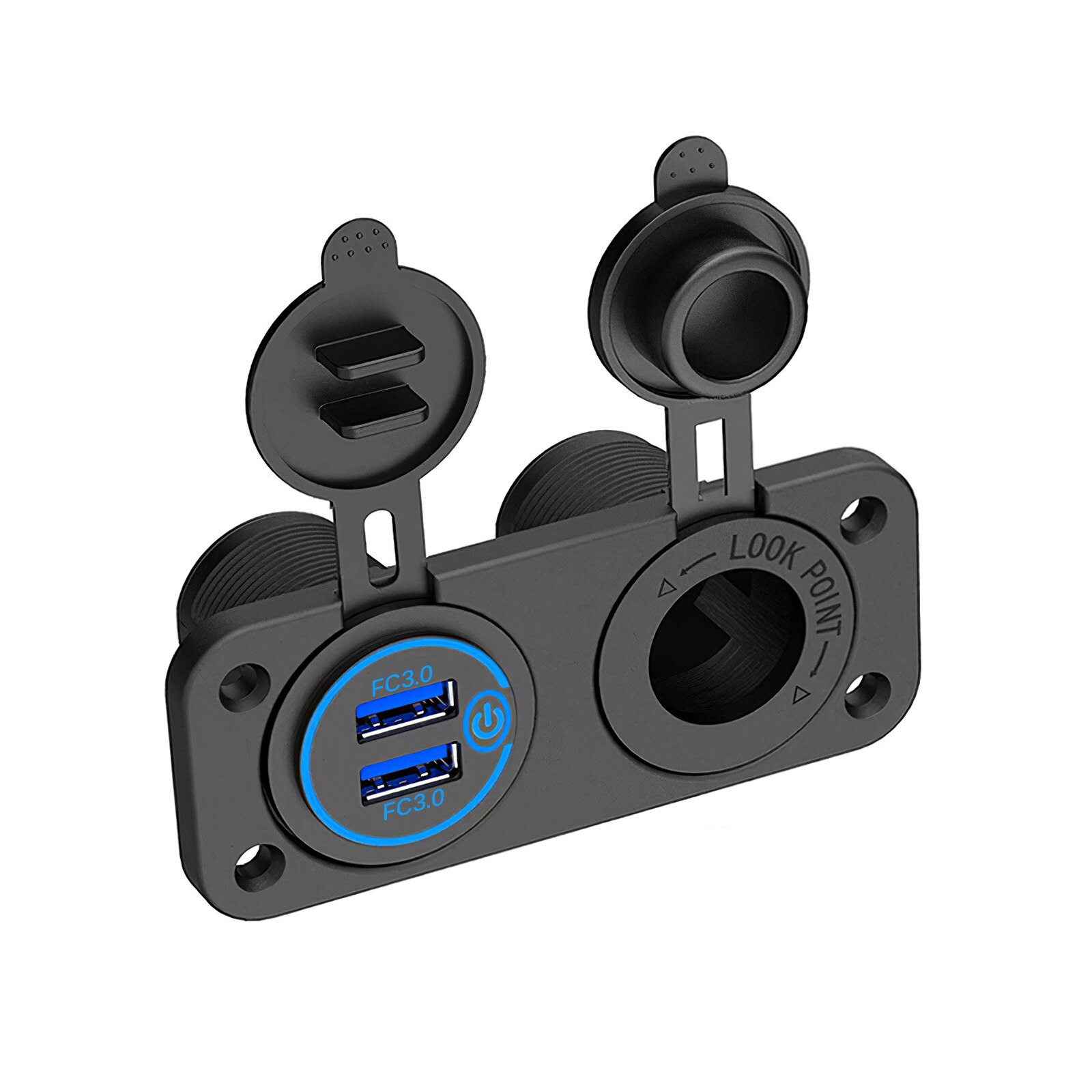 Cigarette Lighter Socket Waterproof Car Dual Usb Socket Panel Power Socket Led Display Charger Socket
