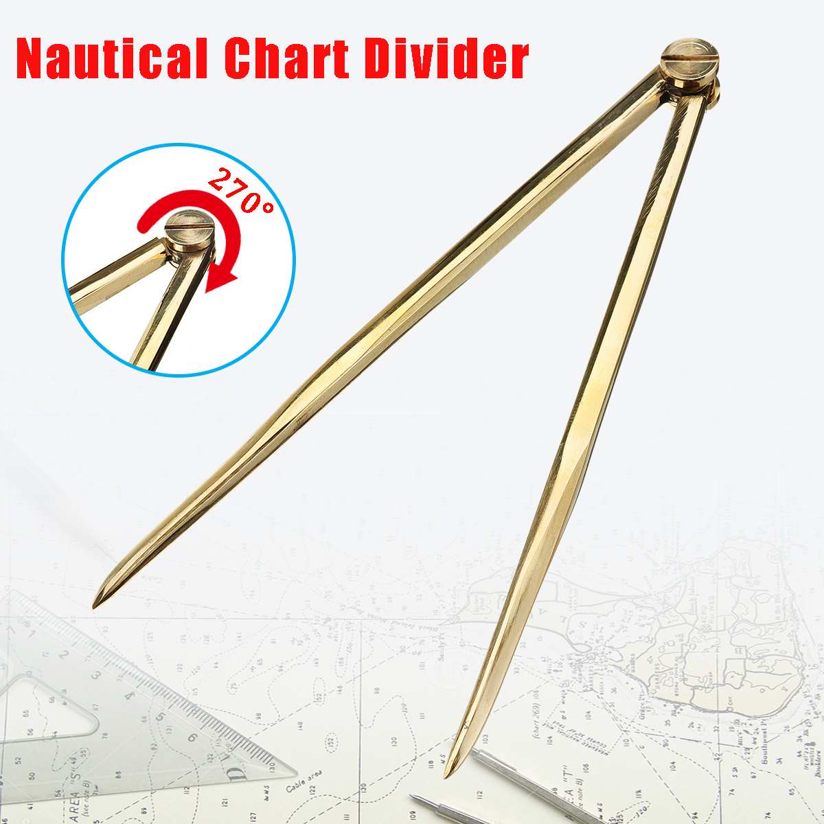168mm Nautical Chart Straight Divider Solid Brass Marine Dividing Tool-Compass Portable No Rust for Architects Marine Navigation