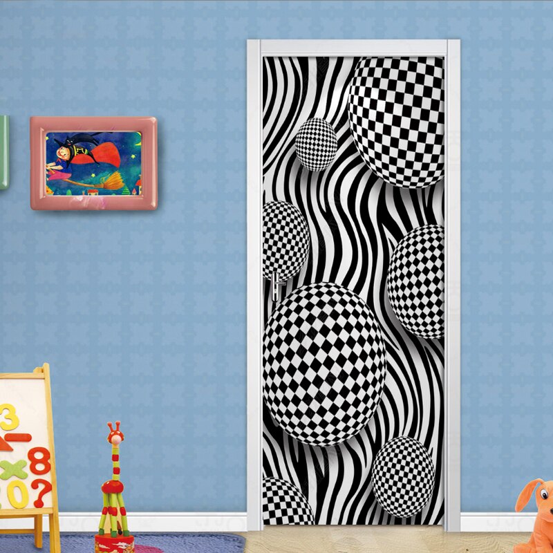 2 Stks/set Masek Zebra Patroon Bol 3D Muur Deur Sticker Zelfklevende Waterdicht Behang Decals Home Decor Deur Muur sticker