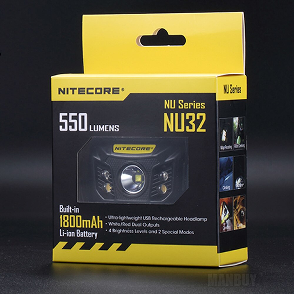 Nitecore NU32 Outdoor Sport Koplamp 550Lumen Cree XP-G3 S3 Led Builtin Oplaadbare Batterij Licht Outdoor Zoek