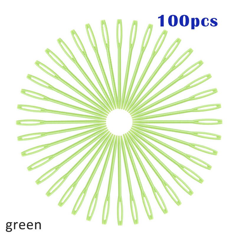 100Pcs Haak Haken Diy Trui Weven Gereedschappen Breinaalden Plastic 7 Cm Muliti-Kleur Wandtapijt Wol Garen Naald: green