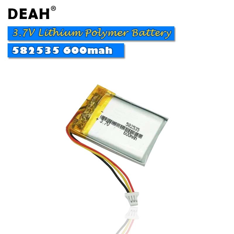 3.7V Lipo cells 582535 600mah Lithium Polymer Rechargeable Battery For MP3 MP4 MP5 GPS PDA notebook Bluetooth headset LED Lamps