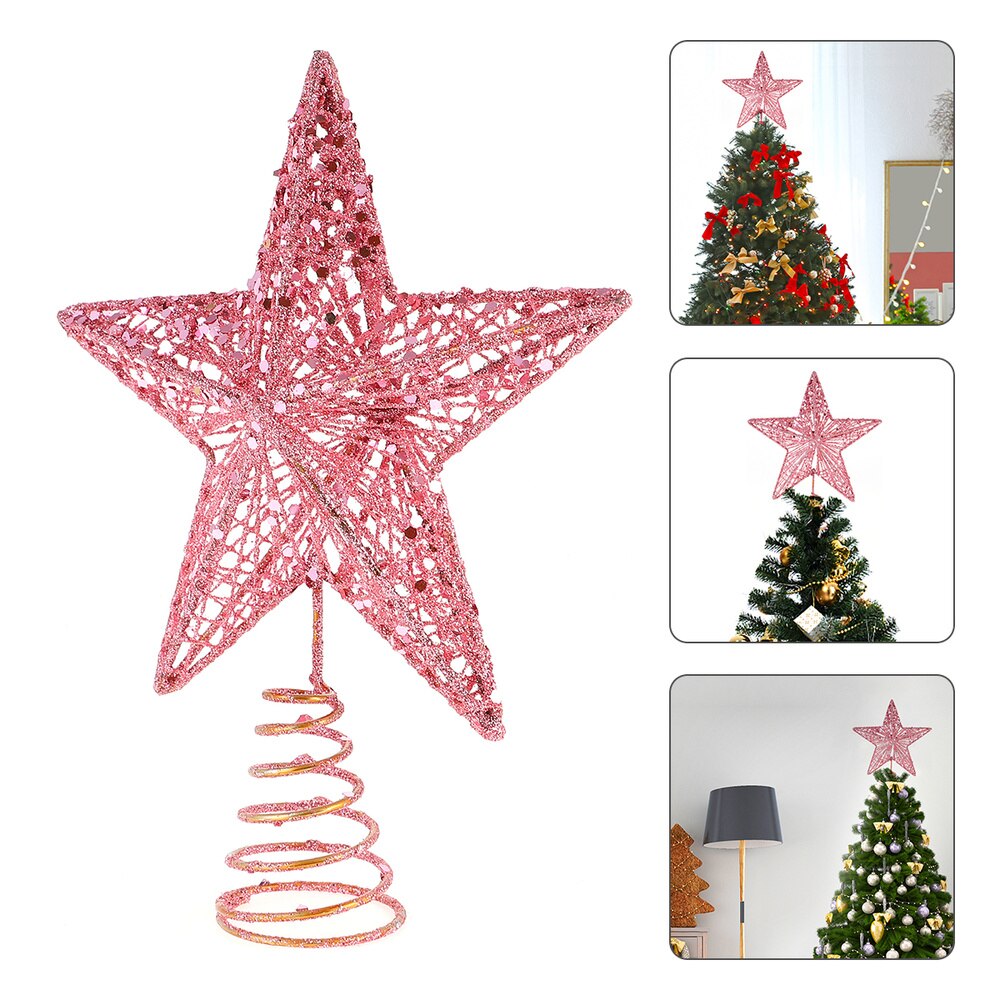 1Pc Exquisite Iron Art Christmas Tree Ornament Tree Star: Pink