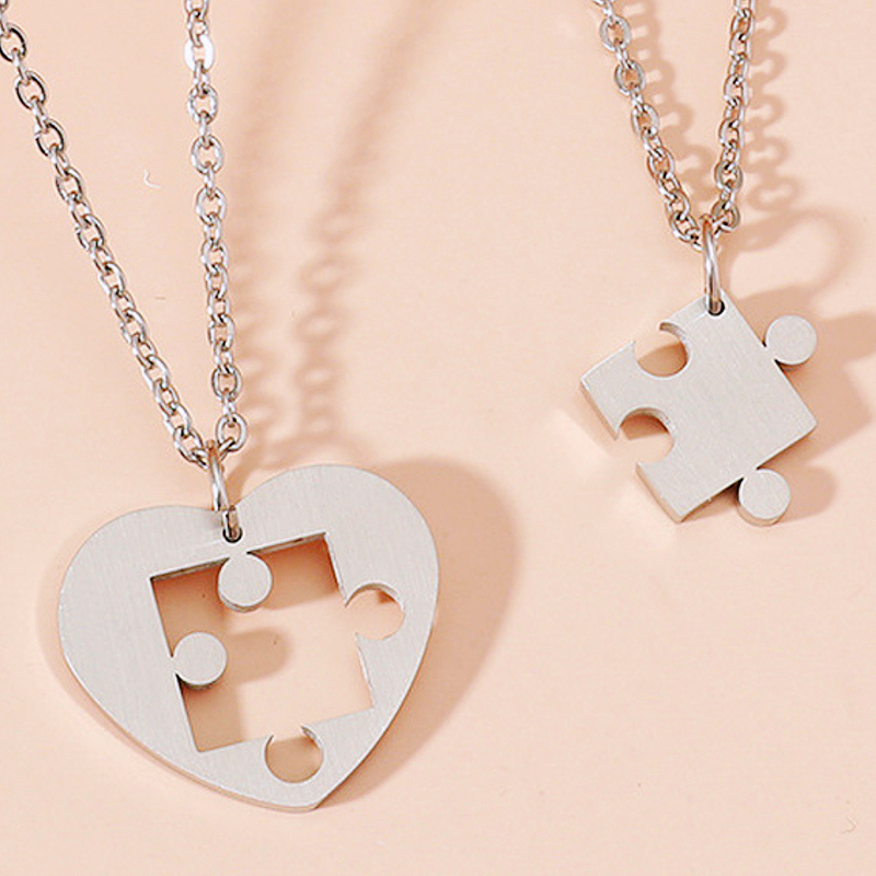 Collar con colgante de pareja de buena Simple, electrocardiograma, corazón magnético, collar de empalme colgante, del Día de San Valentín: Chapado en zinc azul