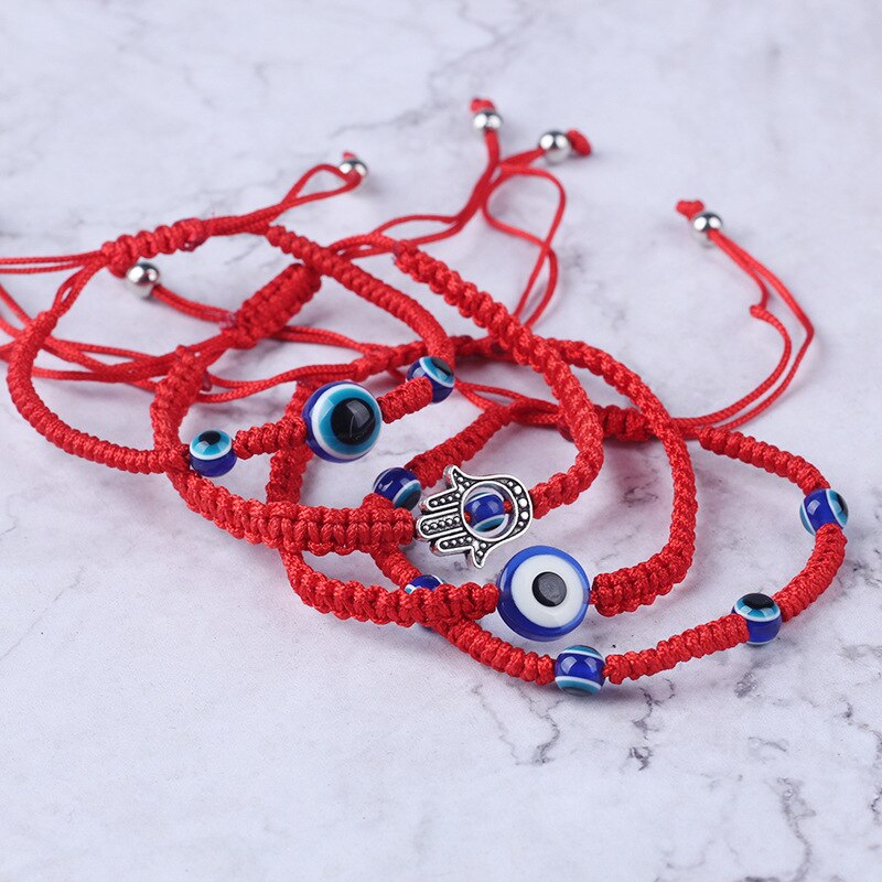 Corda trançada artesanal lucky red string pulseira mal olho charme pulseiras para as mulheres lhe trazer sorte pacífica tamanho ajustável