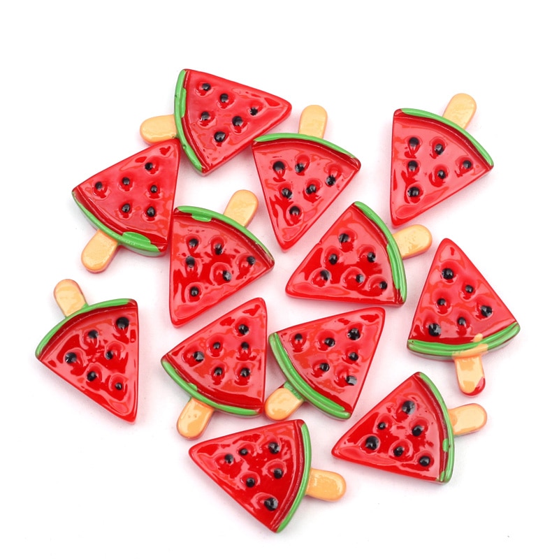 20 stk rød vandmelon dekoration håndværk perler ramme flatback cabochon scrapbog kawaii gør-det-selv udsmykning tilbehør