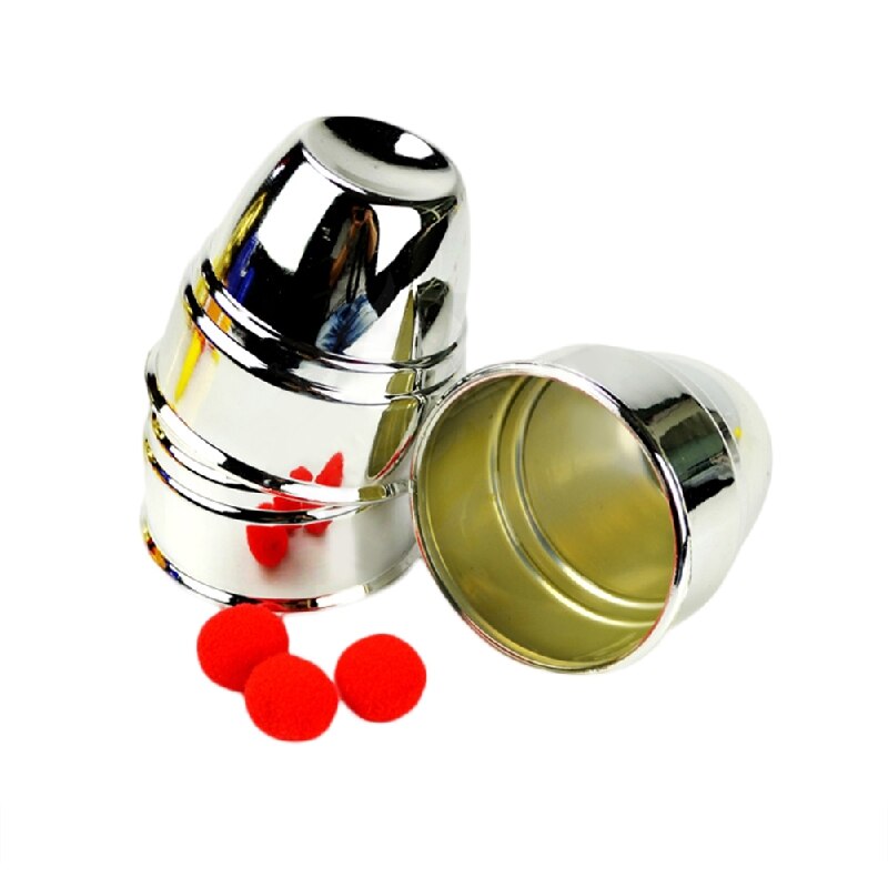 Props Tricks Clown Close-up Tricks Toys Three Beginer Cups Props Balls Easy Red Learn for Super Aluminum