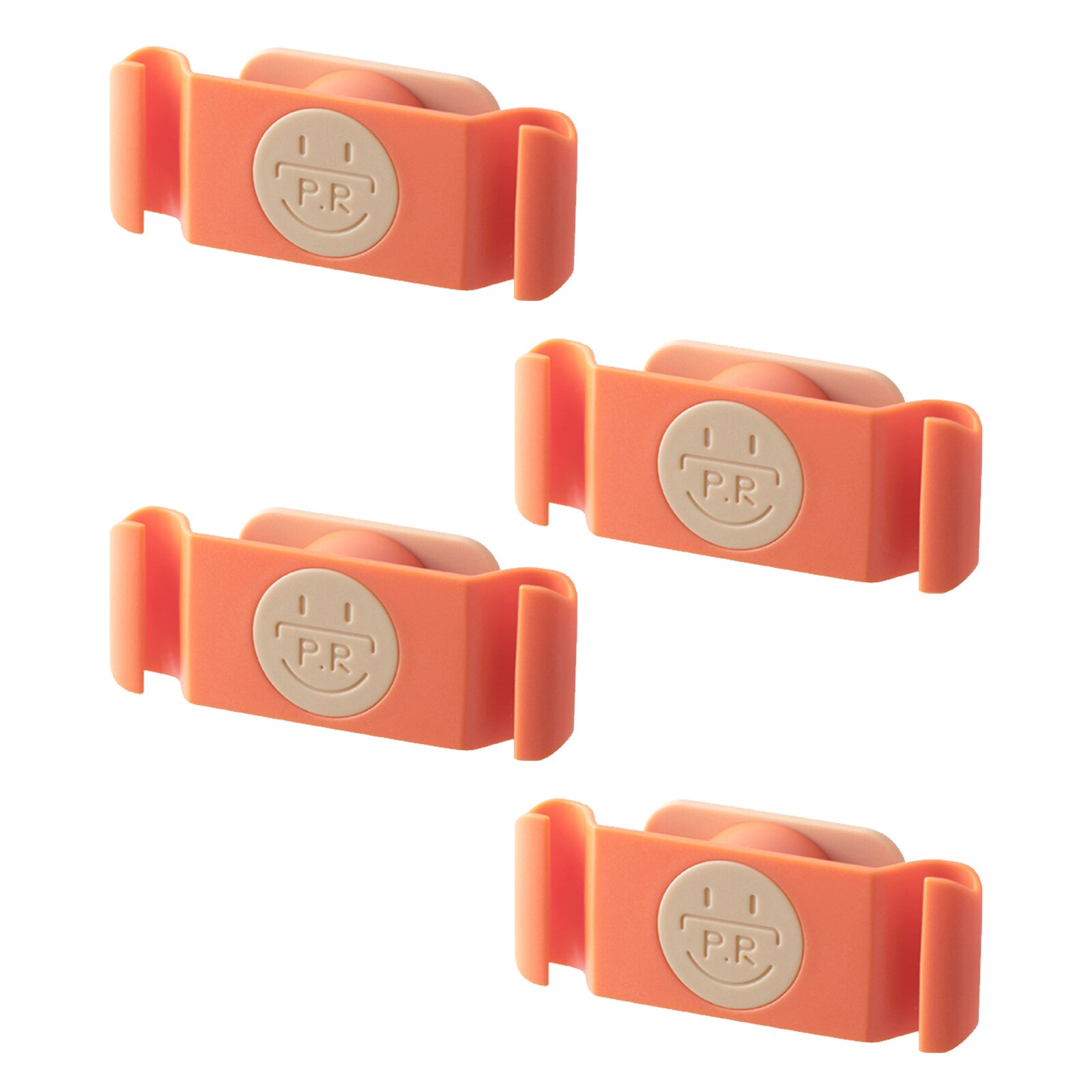4Pcs Plug Hook Data Cable Storage Tool Wall-mounted Free-hole For Kitchen Bathroom Bedroom Power Cord Holder Cable Organization: Orange