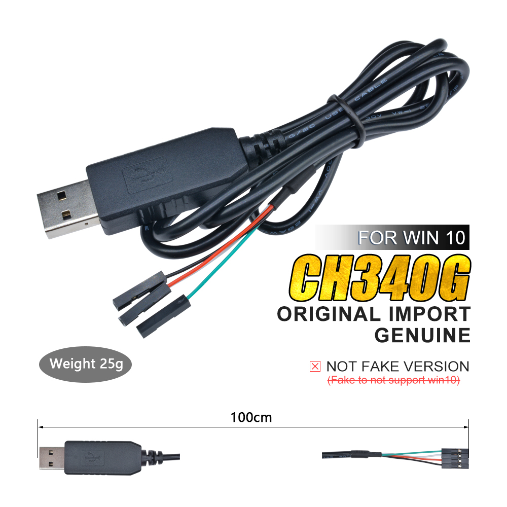 Original 1M CH340G CH340 USB a TTL Cable de descarga en serie convertir Cable adaptador Compatible Win 7/8/10 para Arduino Raspberry Pi