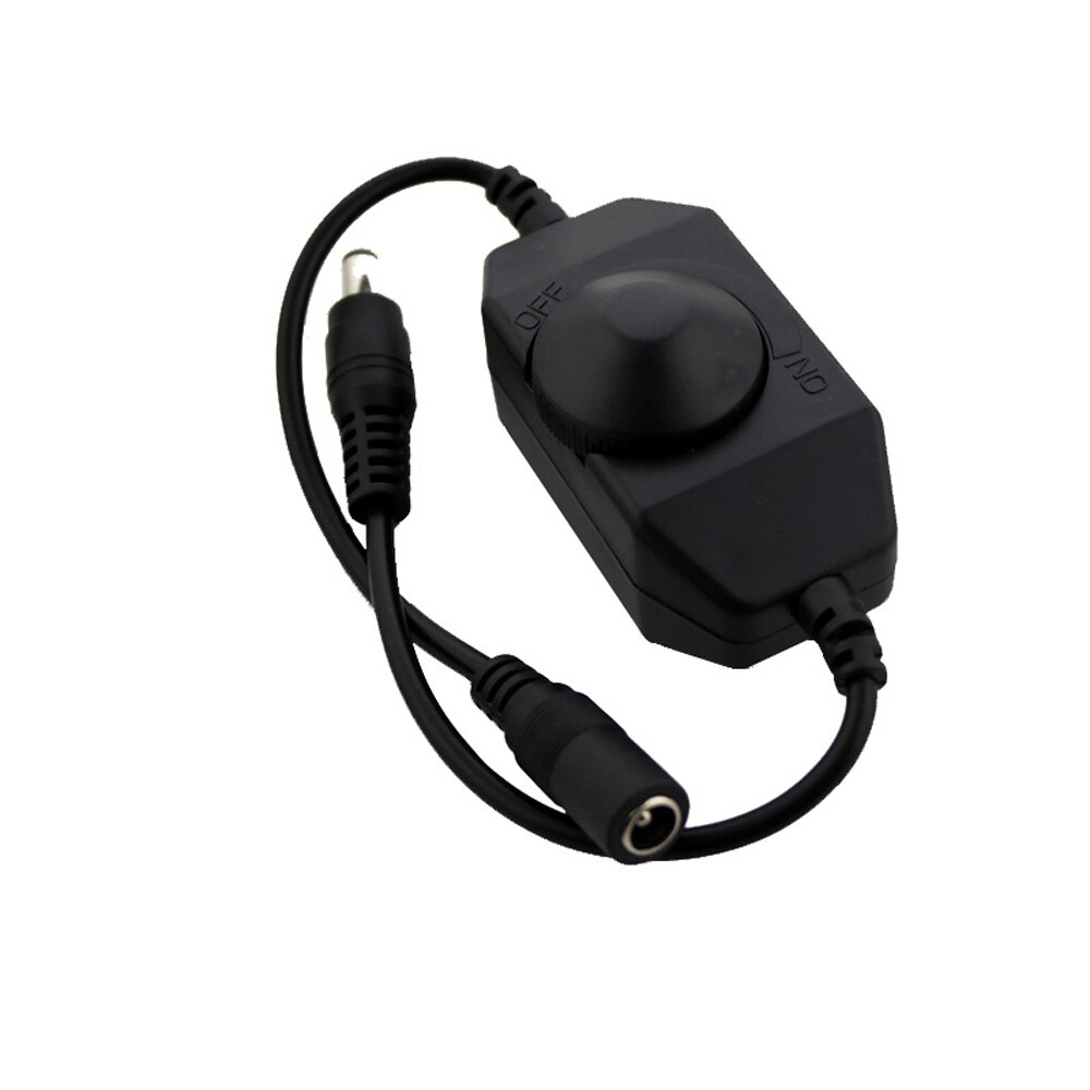 LED Dimmer 12V 2A 24W Knob LED Dimmer Inline Dimming Switch ON OFF for Single Color 2835 5050 COB LED Strip Light DC Dimer: black