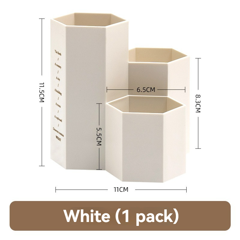 1 porte-stylo hexagonal régulier, boîte de rangement en plastique ins de grande valeur, support de rangement pour stylos marqueurs de grande capacité.: plum