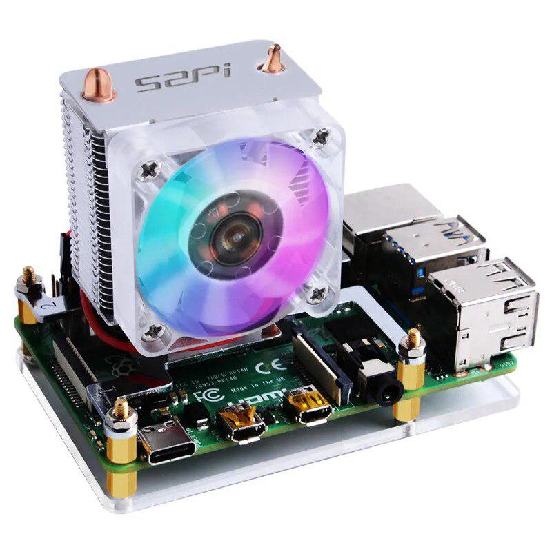 Ijs-Tower Cpu Koelventilator V2.0 Super Warmteafvoer Verschillende Kleuren Leds Voor Raspberry Pi 3B +/4B