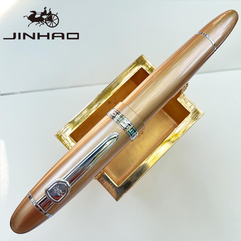 Jinhao 159 Rollerball Pen met grote cilinder en gouden clip Glad schrijven voor relatiegeschenk (zwarte inkt): Bruin