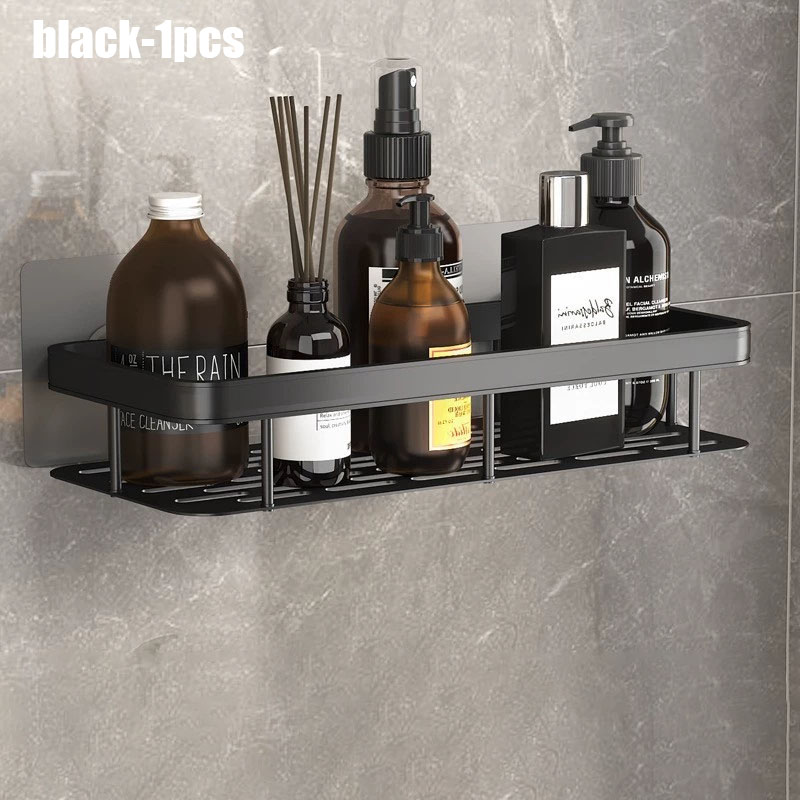1-3pcs Bathroom Shelf Kitchen Storage Organizer Aluminum Alloy Shampoo Rack Shower Shelf Bathroom Accessories No Drill Shelf: WHITE