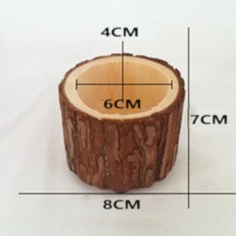 1 kpl puukukkamaljakko puinen keinotekoinen kukkaruukku, mehevä istutin, maalaismainen runko -kanto koristeluun 6*6cm/8*7cm