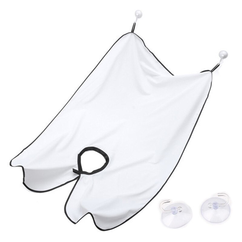 Delantal para afeitarse de baño para hombre y mujer, Protector de limpieza del hogar, impermeable, afeitado, barba: White apron