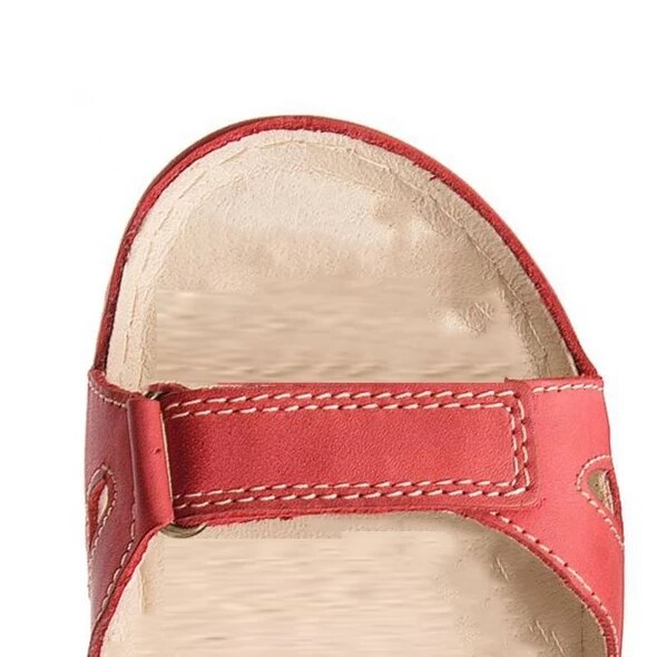 Oeak Sandalias planas de verano Mujer señoras de de cuero plano sólido Peep Toe Sandalias Mujer de talla grande Sandalia femenina