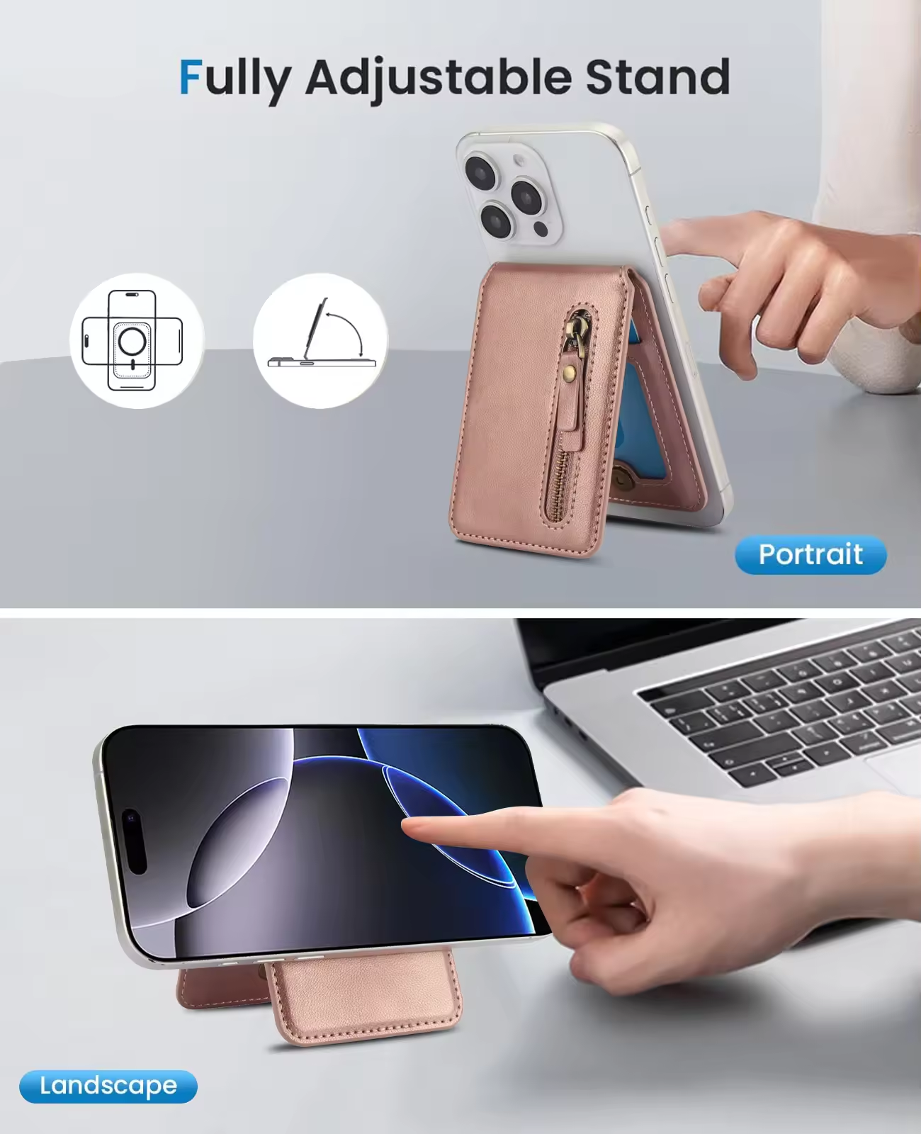 Tarjetero magnético con cremallera, cartera Vertical Solt para Magsafe para iPhone 16 Pro Max 15 14 13 12, bolsa de accesorios de cubierta Universal