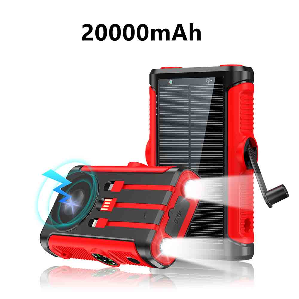 Banco de energía Solar de 50000mAh con Cable, manivela de carga, batería externa, cargador inalámbrico Magsafe de 22,5 W para IPhone: Plata