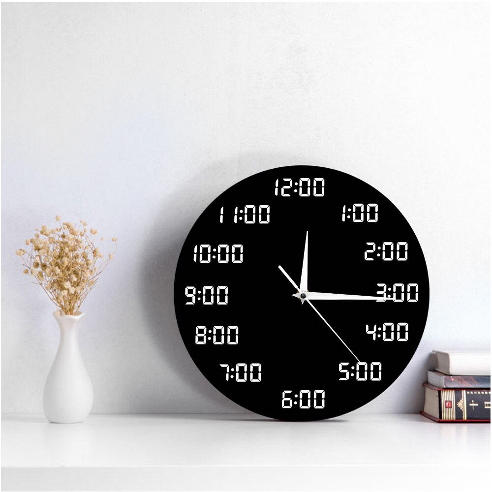 Analogous Digital Wall Clock Humorously Round Wall Clock In Digital Display Indoor Home Decor Simple Clock Wall Watch