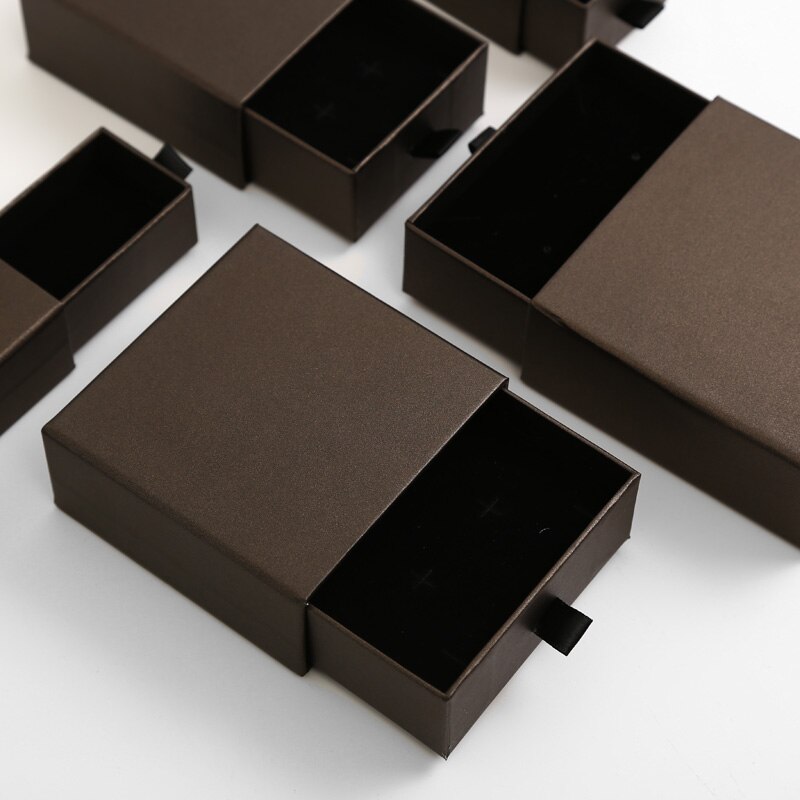 10PCs Jewelry organizer Display Packaging Box Holder Black Pink White Kraft Paper Engagement Ring Necklace Bracelet Boxes: S / GRAY