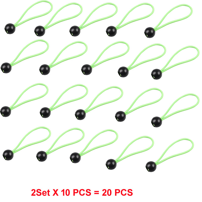 20 pcs elastic tent tension straps ball fastening tie rope tarpaulin awning canopy bungee cords strap outdoor camping accessories: (green (20 pcs)
