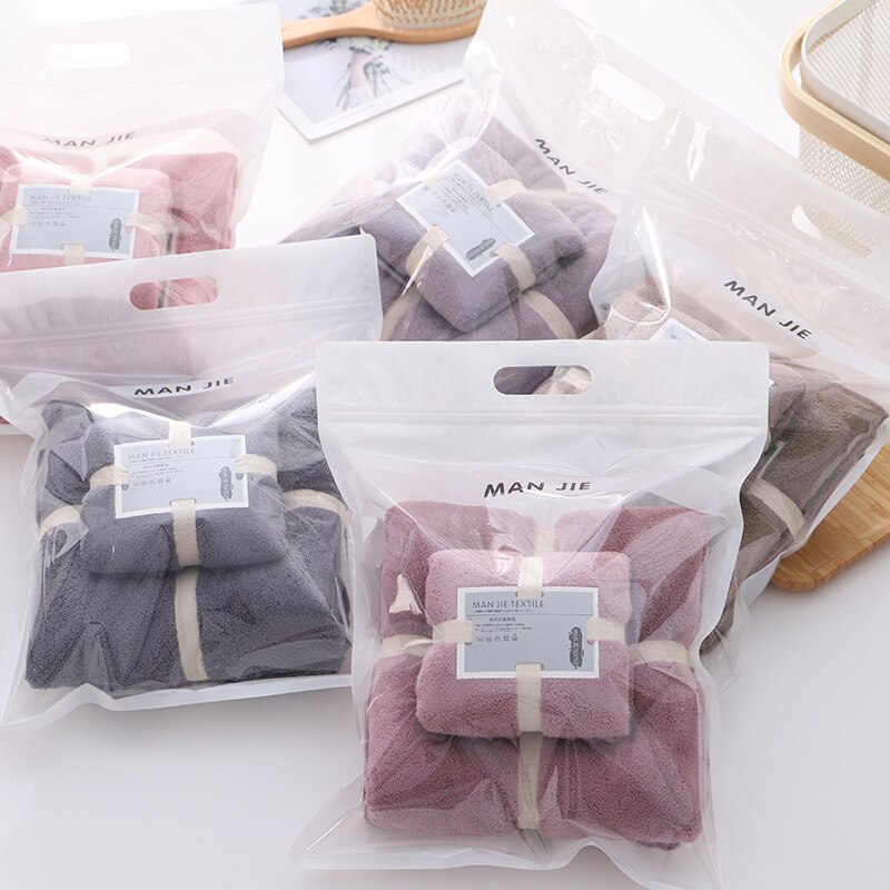 2PCS 70X140cm+35X70cm Solid High Density Coraline Coral Velvet Towel Water Absorption Soft Bathroom Towel Sets for Adults: Random colors