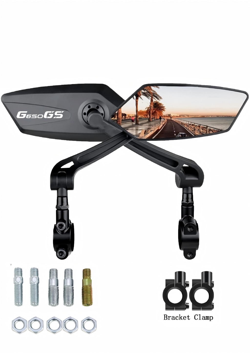 Motorrad-Rückspiegel für G650GS Sertao G 650 GS G650 GS , verstellbare Rückspiegel, Zubehör: Dunkelgrau