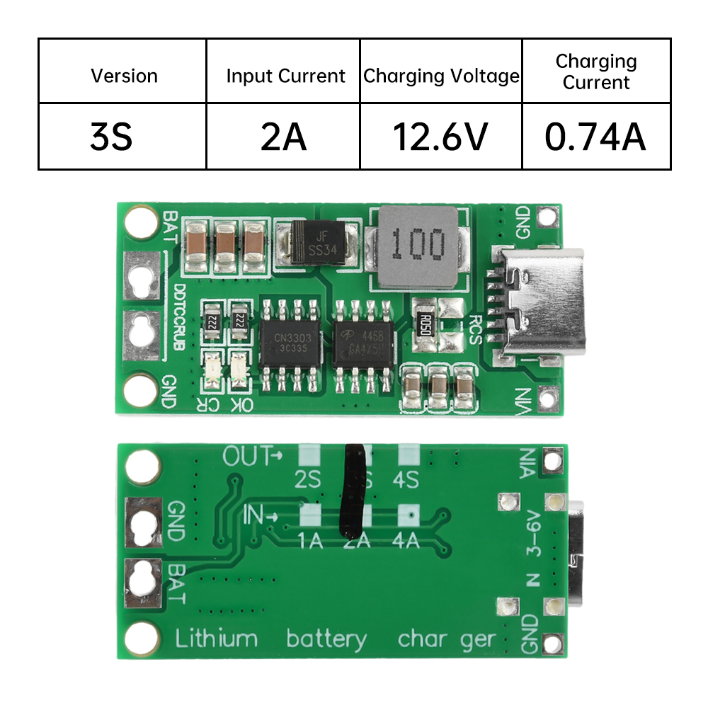 Flercells 2s 3s 4s typ-c  dc3-6v to 8.4v 12.6v 16.8v step-up boost 18650 litiumbatteri lipopolymer litiumjonladdningskort: Brun
