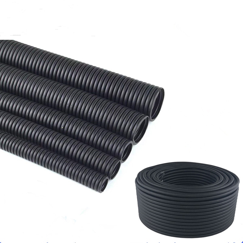 1M Black PA Corrugated Tube Auto Car Pipe Insulation Wire Harness Casing Wire Sheath Threading Hose Wire Protection Tube