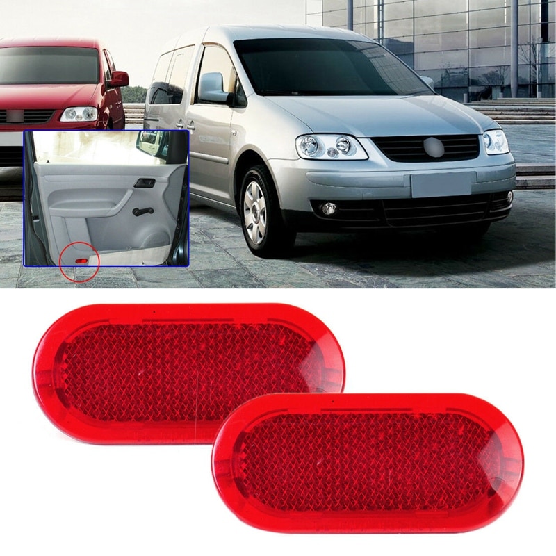 AU04 -2Pcs Red Binnendeur Panel Waarschuwingslampje Cap Reflector Voor Polo Beetle Caddy Touran 6Q0947419: Default Title