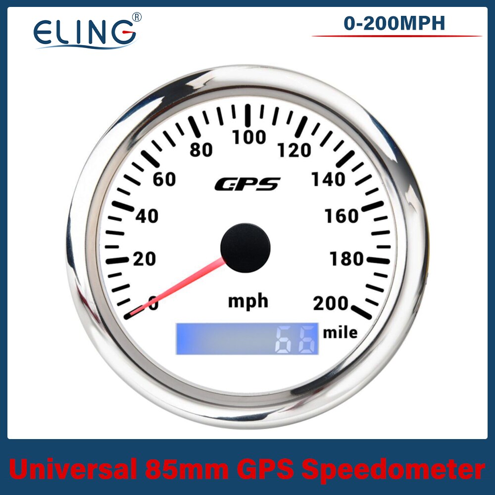 Velocímetro universal 30/60/120/200 km/h 30/60/80/120/160/200mph de eling de 85mm gps com luz de fundo de 7 cores da antena de gps para o carro do barco: 200MWS