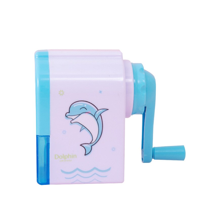 Sacapuntas de unicornio con dibujo de delfín, sacapuntas con manivela manual, bonito sacapuntas mecánico de mano, de papelería, útiles escolares