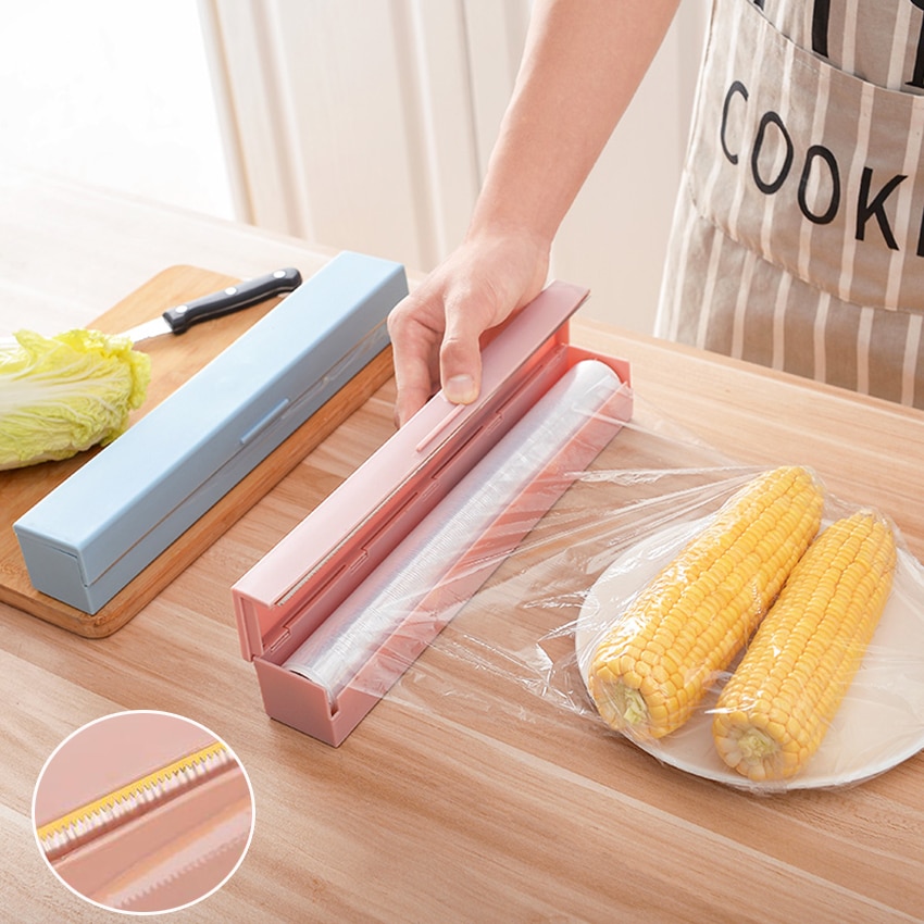 Køkkenværktøj plast madfolie foliefolie dispenser aluminiumsfolie vokspapirskærer skæreboks 3 farver