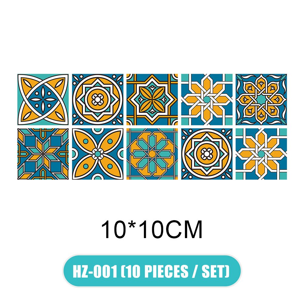 10 stk/sæt 3d moderne enkelhed vandtætte fliser mosaik wallsticker køkken badeværelse klæbende indretning til flisevæg gulvskab: 10 x 10cm hz -001