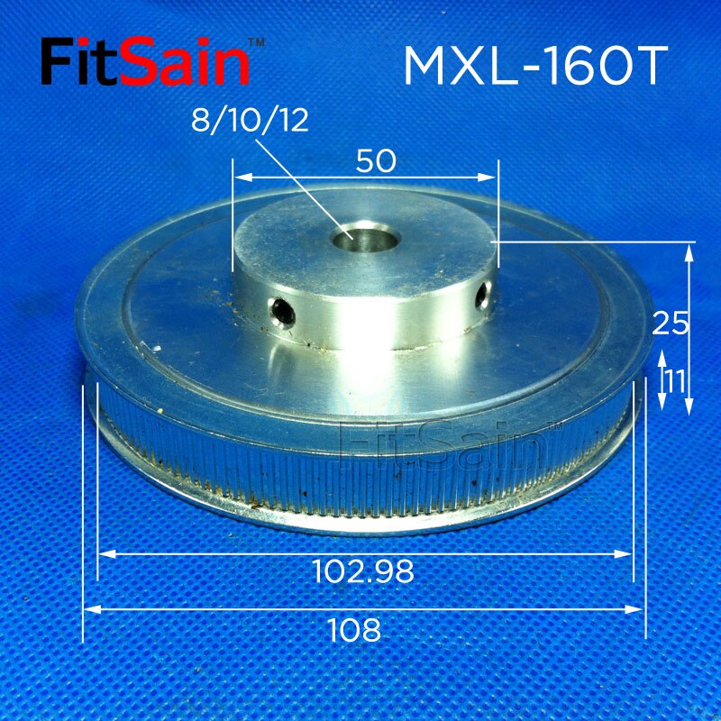 FitSain-MXL 16T+160T 1:10 Width 10mm Synchronous Wheel Stepper Motor Pulley Gear Reduction