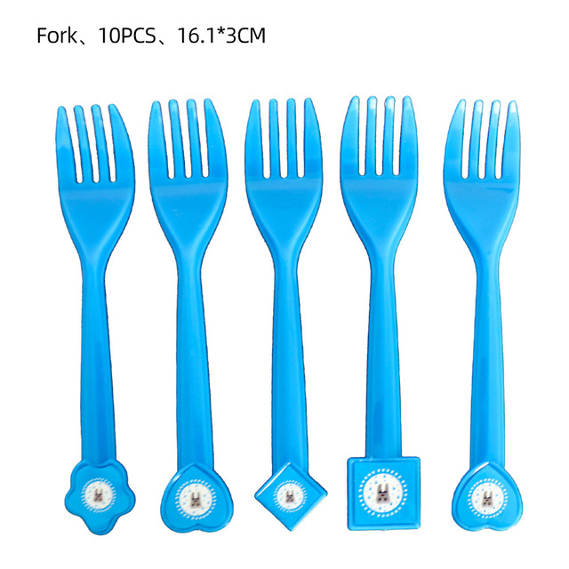 1set Boy/Girl My First Tooth Party Decor Supplies Disposable Tableware Paper Plates Cups DIY Baby Shower Birthday Tooth Balloon: fork 10pcs