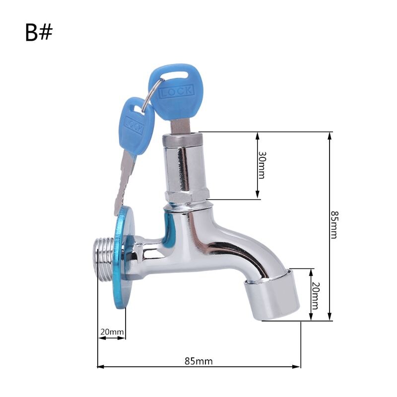 Robinet d'évier antivol avec serrure à poignée unique verrouillable robinet d'eau de lavage domestique extérieur: B
